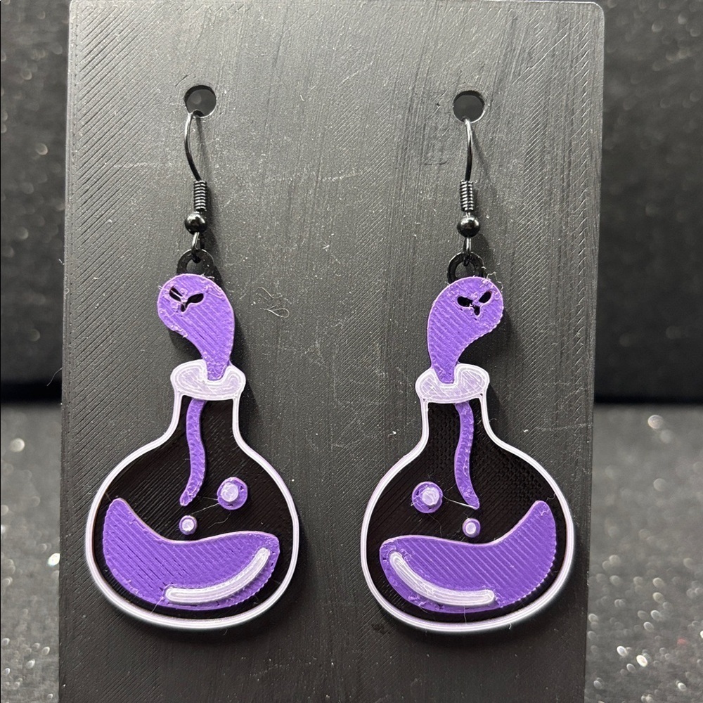 Glow in the Dark Potion Bottle Earrings 💜🧪 Magical Halloween Jewelry - Picture 3 of 4
